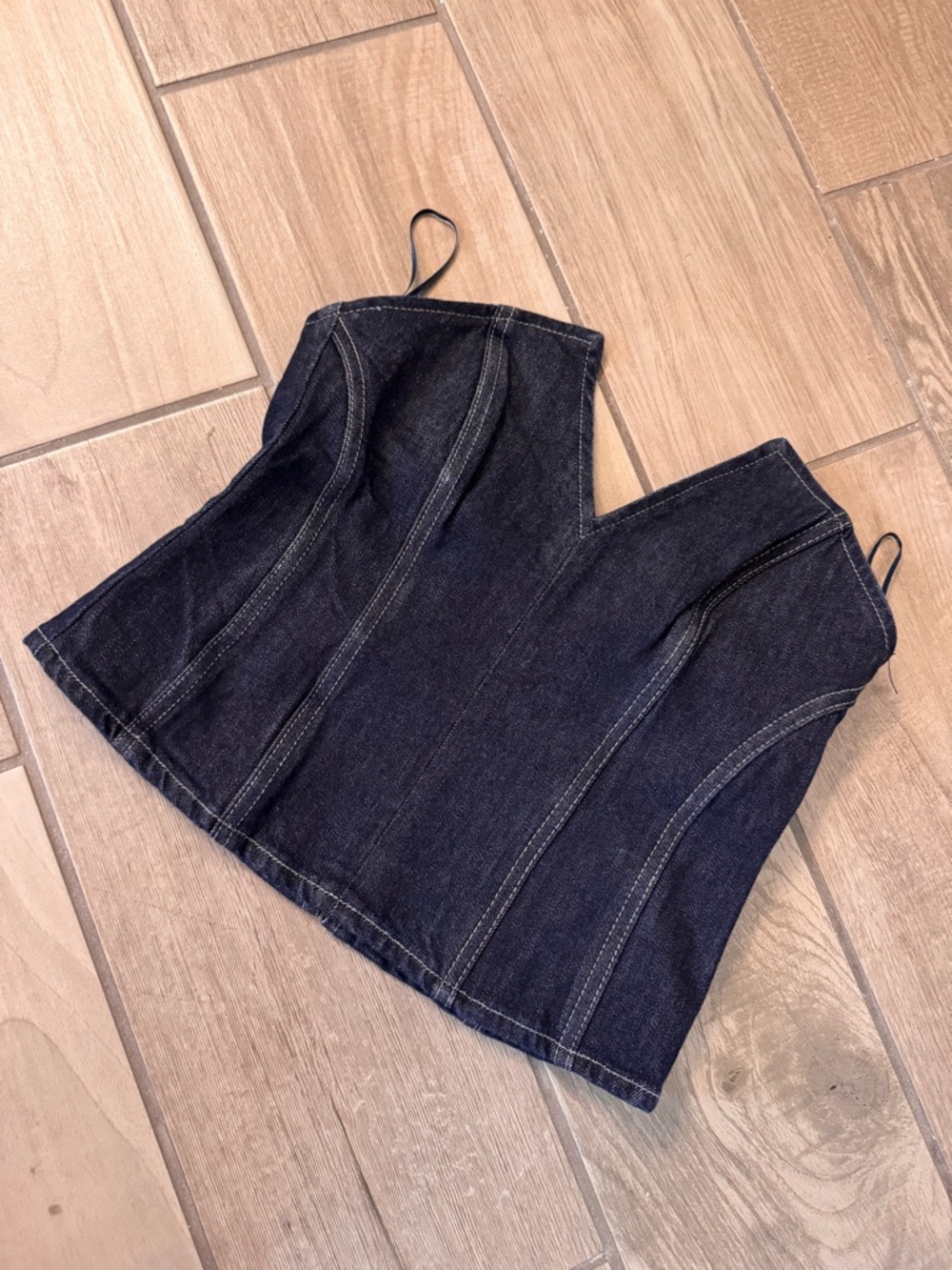 Zara Dark Indigo Denim Corset Top